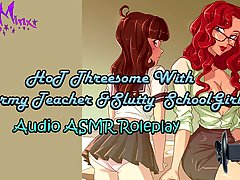 Naughty cartoon girls are gently touching each other and enjoying ever...