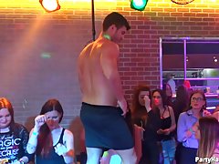 Handsome  tattooed guy is fucking various ladies in the night club  to...