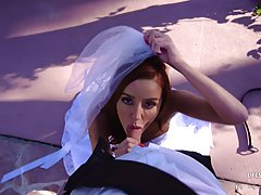 Red haired bride  Vanna Bardot is having sex with a random guy  before...