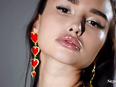 Petite teen brunette is about to take off her clothes and play with he...